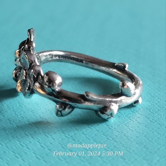 Sterling Silver Spoon Ring Forget Me Not Flower Designer #100 - Picture 7 of 13